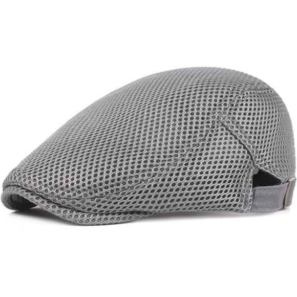 Mens Breathable Mesh Summer Hat Adjustable Newsboy Beret Ivy Cap Cabbie Flat - Picture 1 of 8